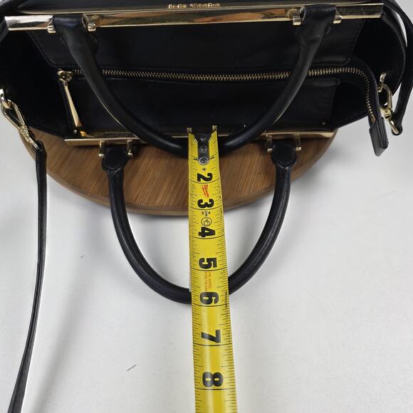 Michael Michael Kors Satchel Womens Black Leather Gold Hardware Crossbody Bag - Picture 14 of 16